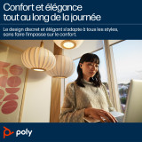 Écouteurs gris HP Poly Voyager Free 20 + étui de charge de base
