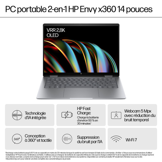PC portable 2 en 1 HP Envy x360 14-fc0009nf - Ecran tactile OLED 120 Hz
