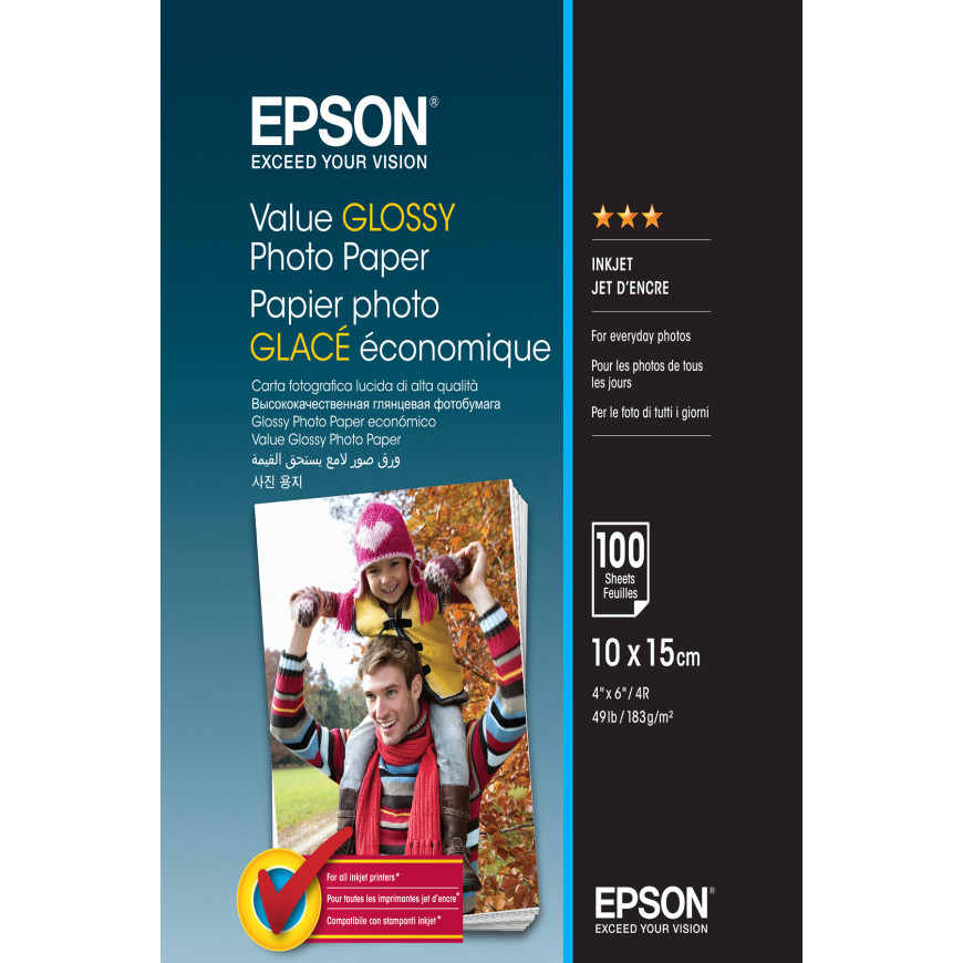 Epson Value Glossy Photo Paper 10x15cm - Papier photo glacé économique (C13S400039)