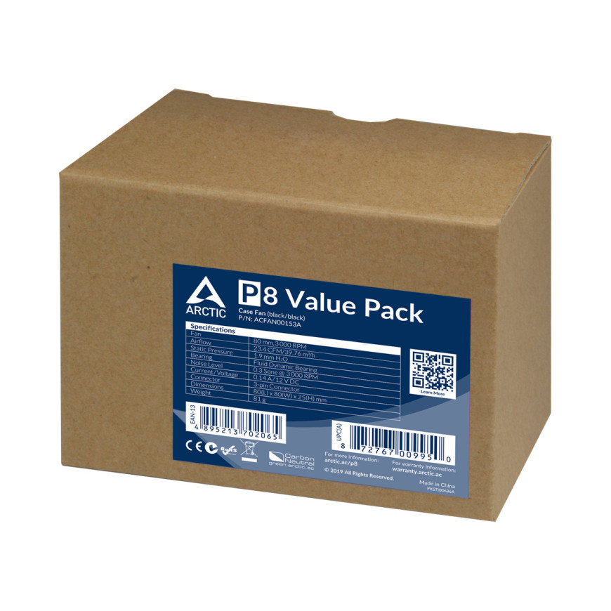 Arctic P8 - 5 Pack (Noir)