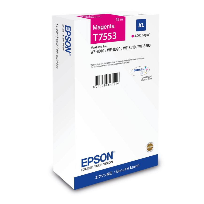Cartouche d'encre Epson WF-8xxx Series – DURABrite™ Pro XL Magenta (C13T75534N)