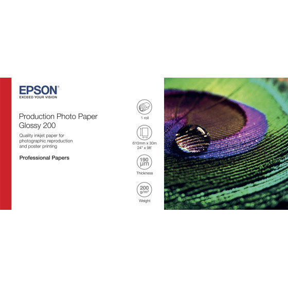 Epson Production Photo Paper Glossy 200 – Papier photo brillant en rouleau (C13S450371)