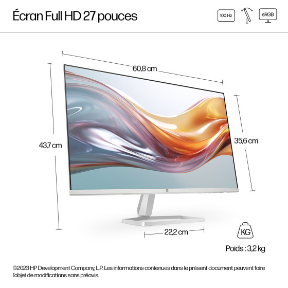 Écran HP Series 5 527sw 27" FHD - Blanc
