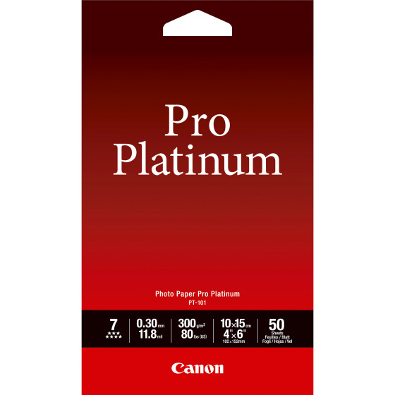 Papier photo 4 × 6” (10 × 15 cm) Pro Platinum Canon PT-101 - 50 feuilles