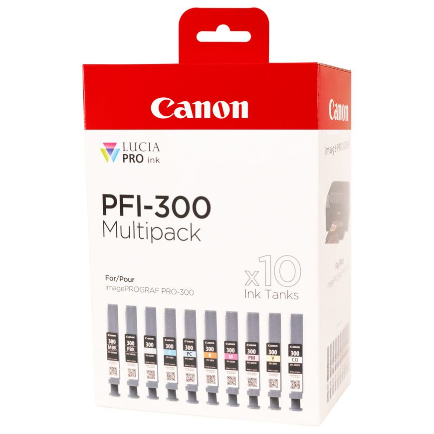 Multipack 10 cartouches d'encre Canon PFI-300 MBK/PBK/CO/GY/R/C/M/Y/PC/PM