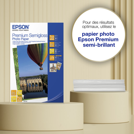 Epson Premium Semigloss Photo Paper - Papier photo semi-glacé A4 - 20 feuilles (C13S041332)