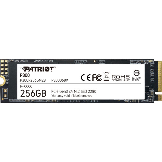 Disque Dur interne SSD Patriot P300 M.2 2280 PCIe Gen3 x4 NVMe 256 Go (P300P256GM28)