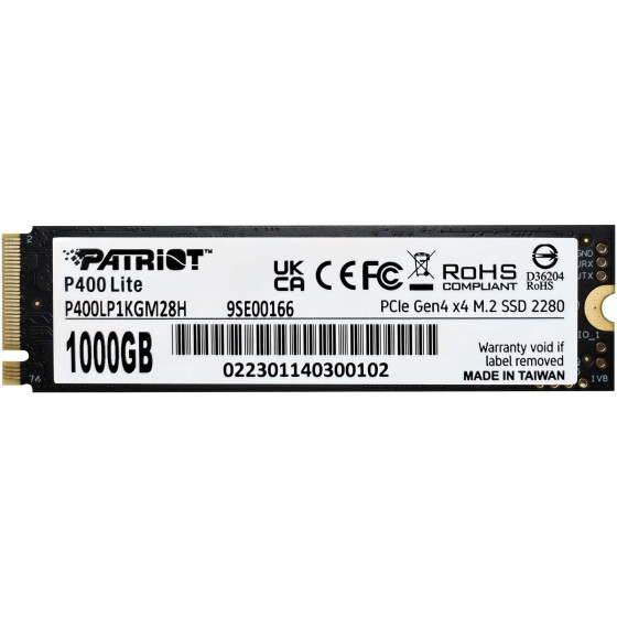 Disque Dur interne SSD Patriot P400 Lite M.2 2280 PCIe Gen4 x4 NVMe 1 To (P400LP1KGM28H)