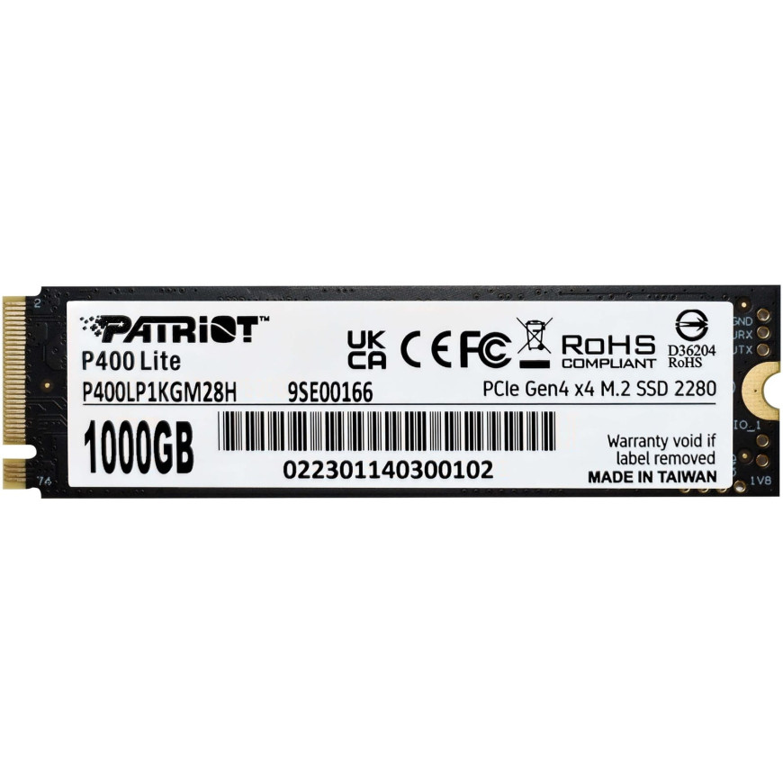 Disque Dur interne SSD Patriot P400 Lite M.2 2280 PCIe Gen4 x4 NVMe 1 To (P400LP1KGM28H)
