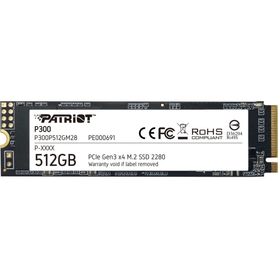 Disque Dur interne SSD Patriot P300 M.2 2280 PCIe Gen3 x4 NVMe 512 Go (P300P512GM28)