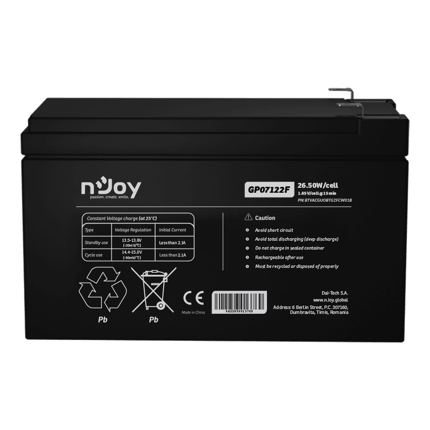 Batterie Onduleur nJoy GP07122F (BTVACGUOBTG2FCW)