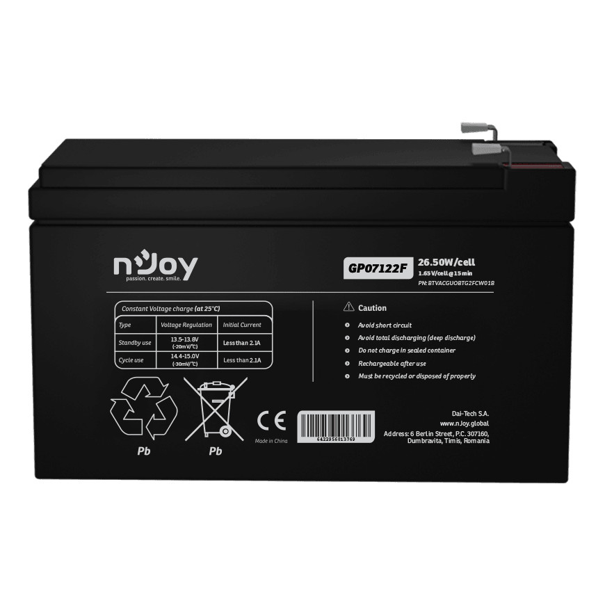 Batterie Onduleur nJoy GP07122F (BTVACGUOBTG2FCW)