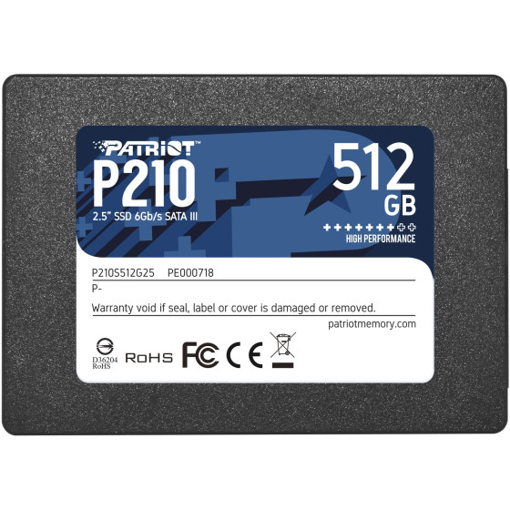 Disque Dur interne SSD Patriot P210 SATA III 2.5" 512 Go (P210S512G25)