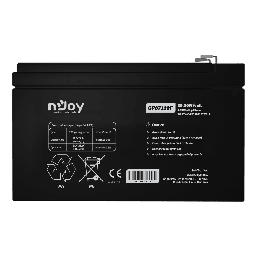 Batterie Onduleur nJoy GP07122F (BTVACGUOBTG2FCW)