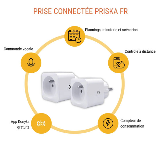 Priska FR Dual Pack - Lot de 2 Prises Wi-Fi avec compteur de consommation