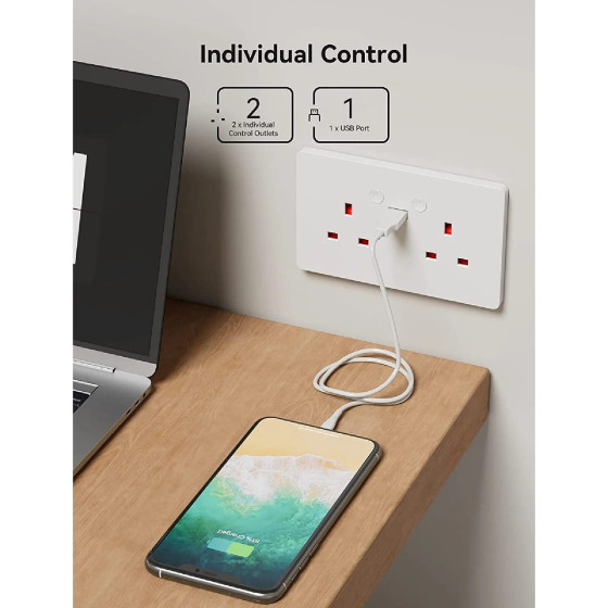 Woox - Prise murale intelligente Wifi Double UK R4053