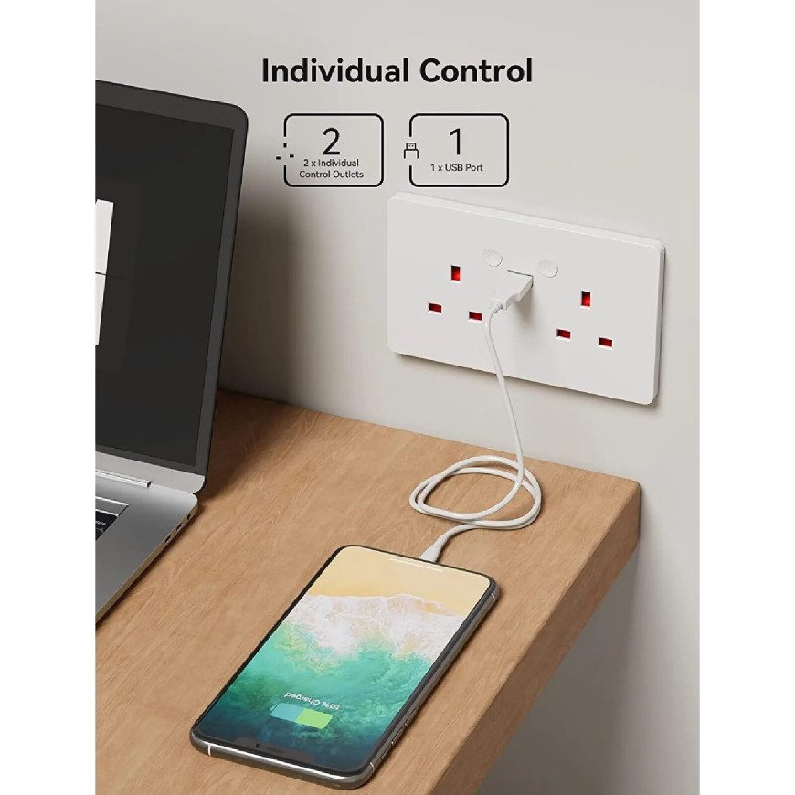 Woox - Prise murale intelligente Wifi Double UK R4053