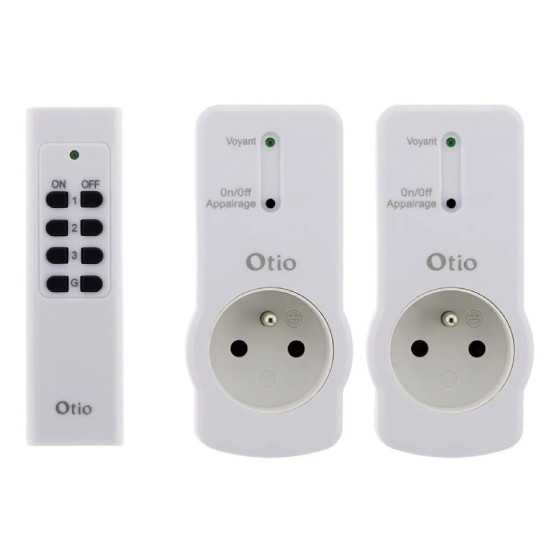 Lot de 2 prises 10A 2P+T télécommandées avec télécommande - Blanc - Zenitech