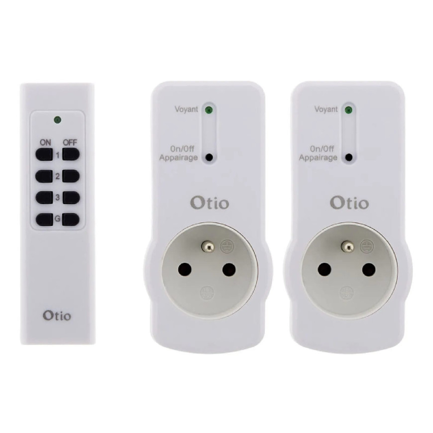 Lot de 2 prises 10A 2P+T télécommandées avec télécommande - Blanc - Zenitech