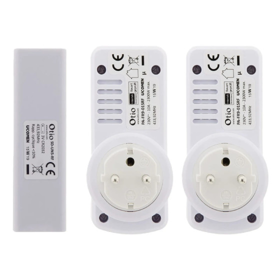 Lot de 2 prises 10A 2P+T télécommandées avec télécommande - Blanc - Zenitech