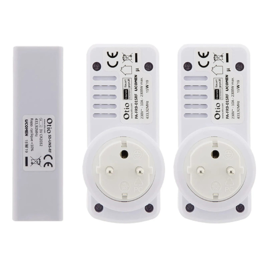 Lot de 2 prises 10A 2P+T télécommandées avec télécommande - Blanc - Zenitech