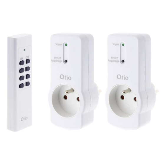 Lot de 2 prises 10A 2P+T télécommandées avec télécommande - Blanc - Zenitech
