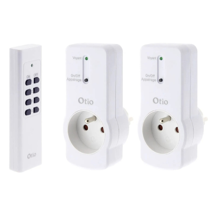 Lot de 2 prises 10A 2P+T télécommandées avec télécommande - Blanc - Zenitech