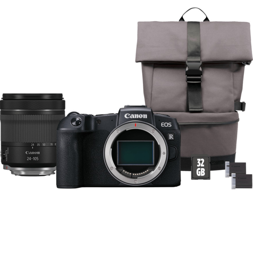 Appareil photo Canon EOS RP + objectif RF 24-105mm IS STM + sac à dos + carte SD + batterie de rechange