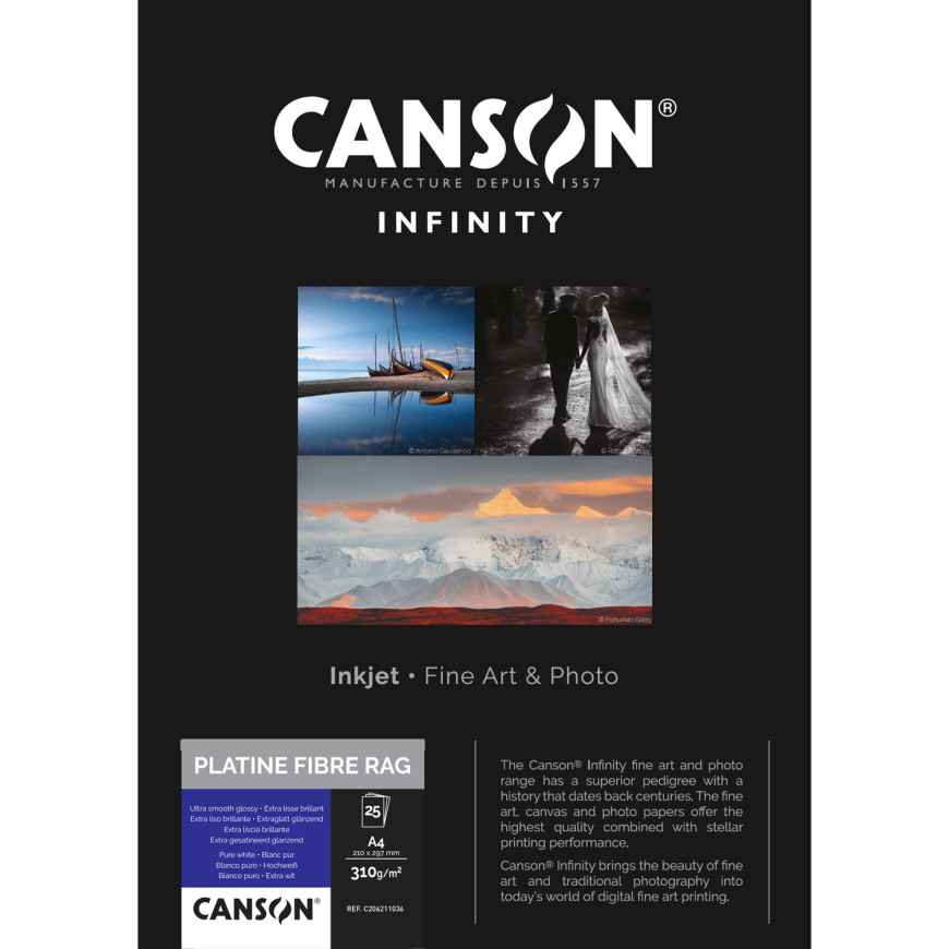 Canson Infinity Platine Fibre Rag 310 g/m² A4 - 25 feuilles