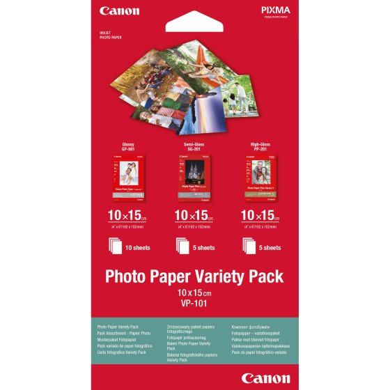 Pack variété de papier photo 4 × 6" (10 × 15 cm) VP-101 de Canon, 20 feuilles