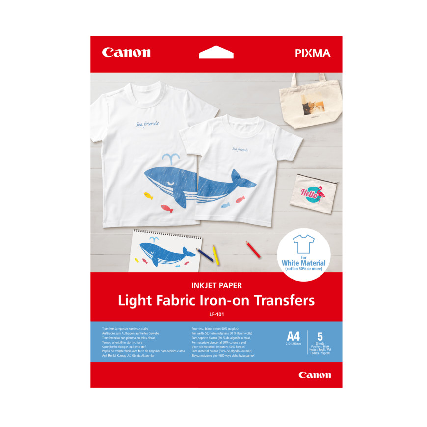 Transferts thermocollants pour tissus clairs Canon LF-101, A4, 5 feuilles