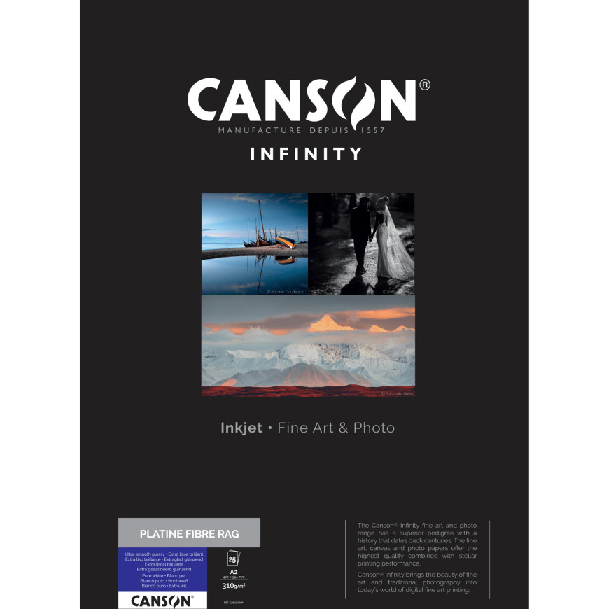 Canson Infinity Platine Fibre Rag 310 g/m² A2 - 25 feuilles