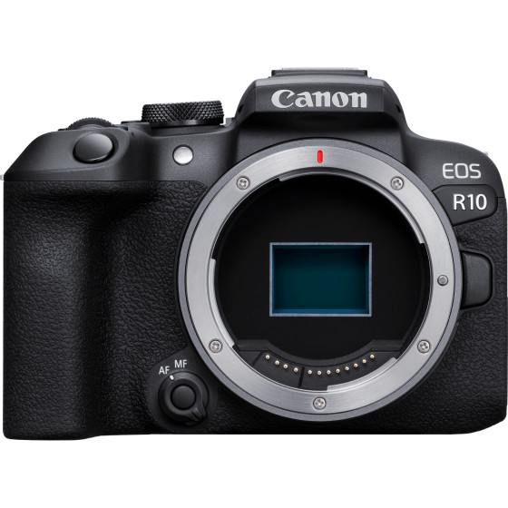 Appareil photo hybride Canon EOS R10 + objectif RF-S 55-210mm + objectif RF-S 18-45mm + carte SD + batterie supplémentaire