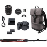 Appareil photo Canon EOS 250D, noir + objectif EF-S 18-55mm f/4-5.6 IS STM + batterie de rechange