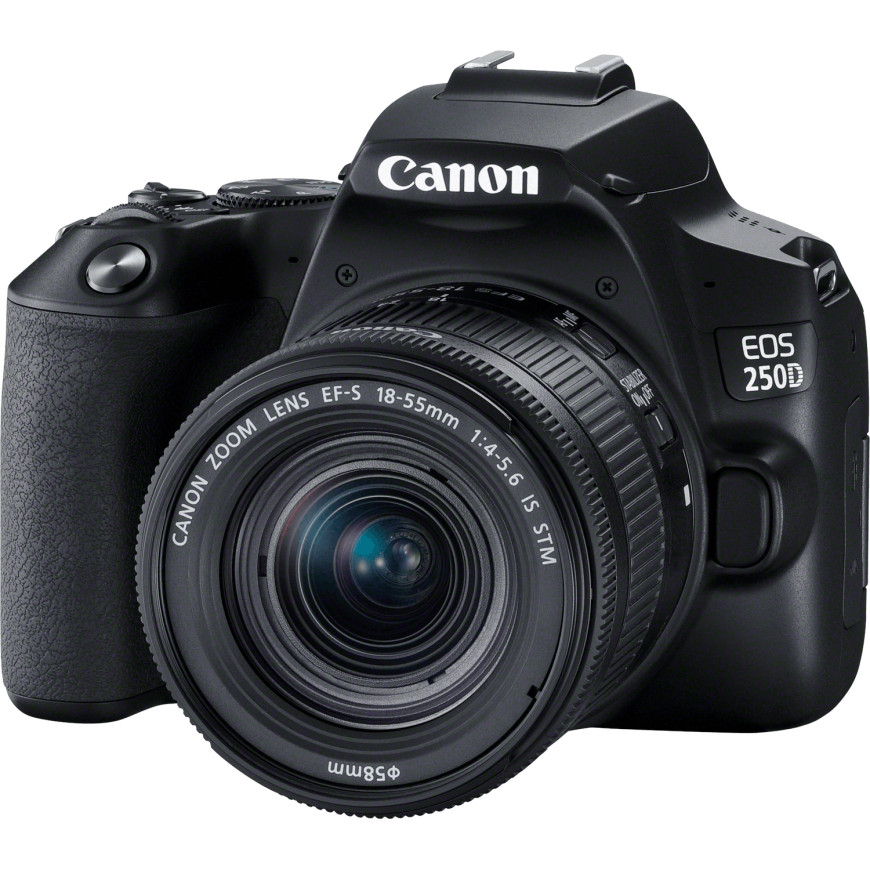 Appareil photo Canon EOS 250D, noir + objectif EF-S 18-55mm f/4-5.6 IS STM + batterie de rechange