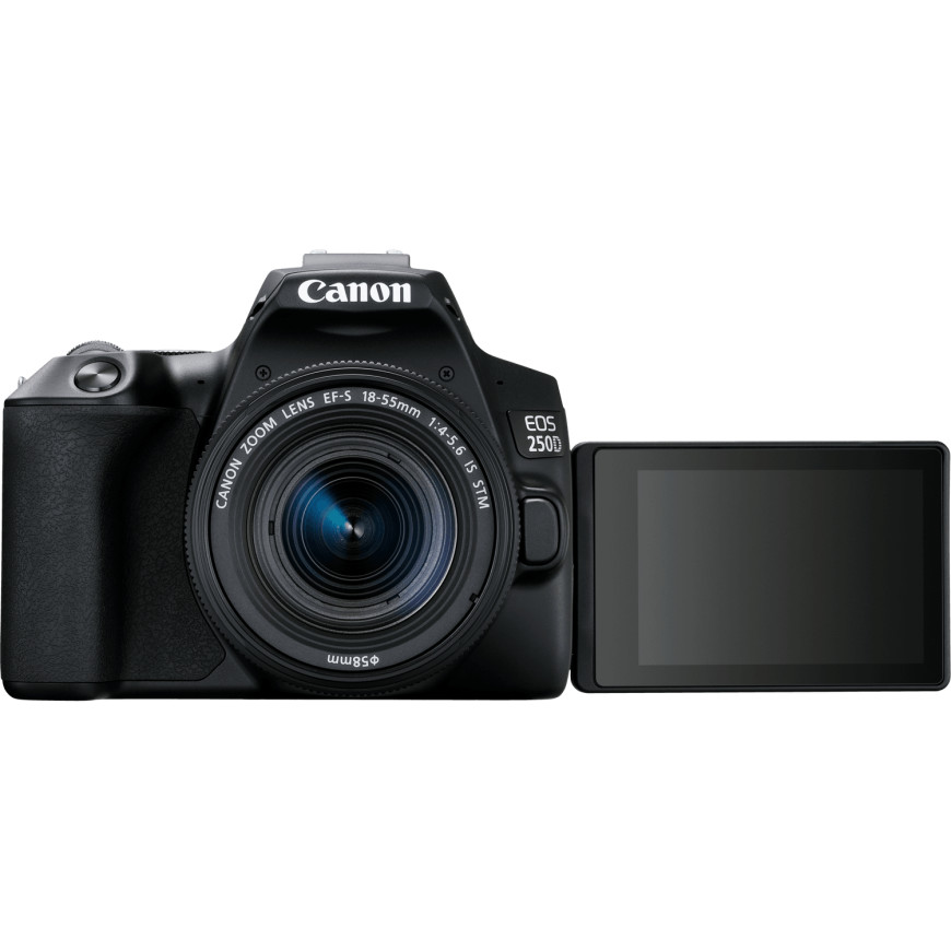 Appareil photo Canon EOS 250D, noir + objectif EF-S 18-55mm f/4-5.6 IS STM + batterie de rechange