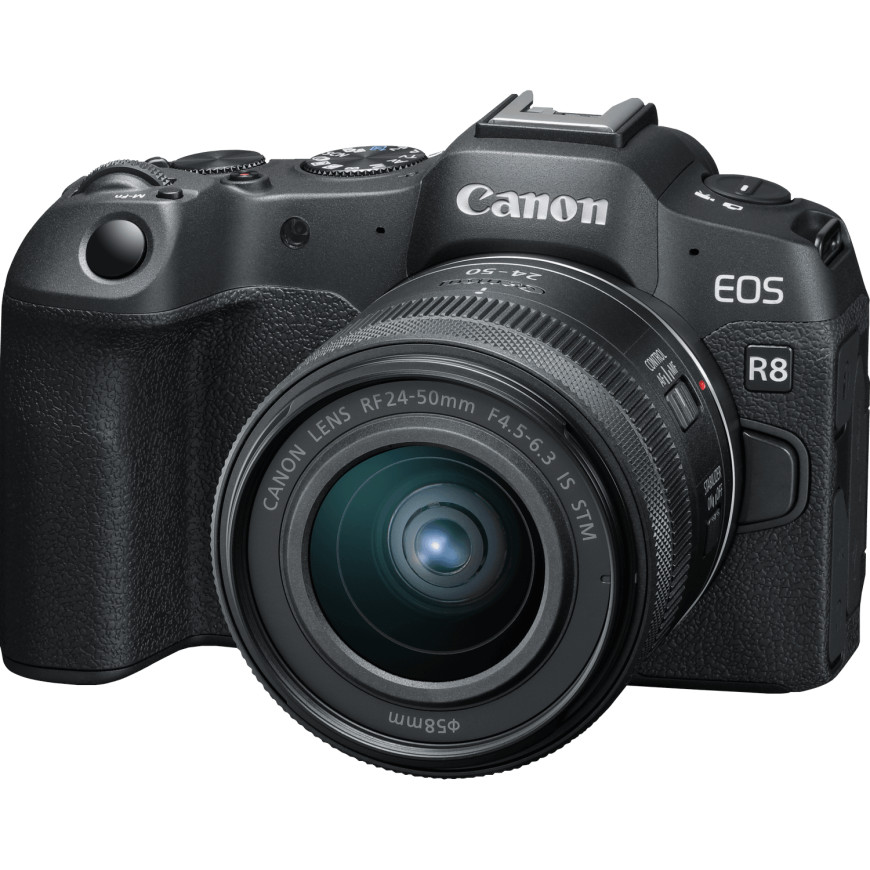 Appareil photo hybride Canon EOS R8, noir + objectif RF 85mm Macro IS STM + objectif RF 24-50mm IS STM