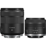 Appareil photo hybride Canon EOS R8, noir + objectif RF 85mm Macro IS STM + objectif RF 24-50mm IS STM