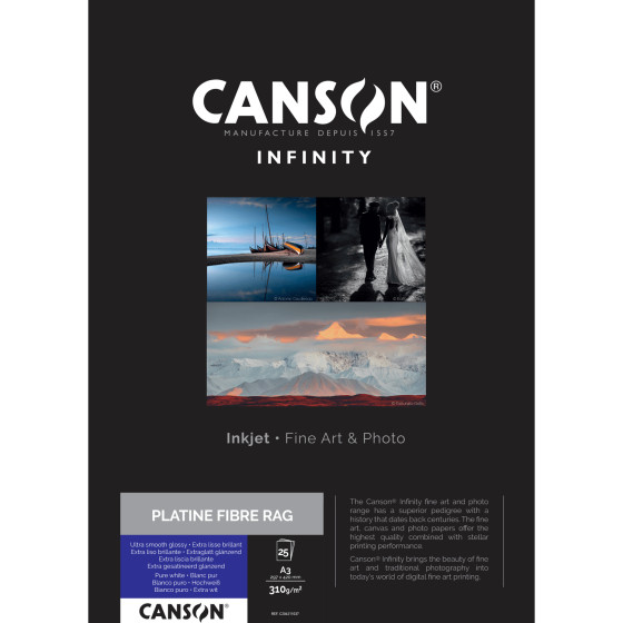 Canson Infinity Platine Fibre Rag 310 g/m² A3 - 25 feuilles