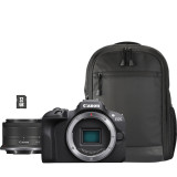 Appareil photo hybride Canon EOS R100 + RF-S 18-45mm F4.5-6.3 IS STM + sac à dos + carte SD