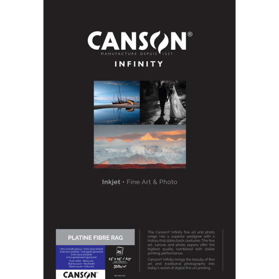 Canson Infinity Platine Fibre Rag 310 g/m² A3 Plus - 25 feuilles