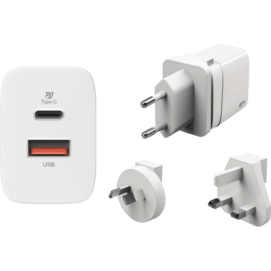 Chargeur mural 20 watts Silicon Power QM16 avec adaptateur multi-pays