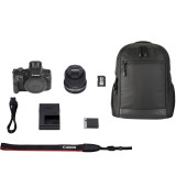 Appareil photo hybride Canon EOS R100 + RF-S 18-45mm F4.5-6.3 IS STM + sac à dos + carte SD