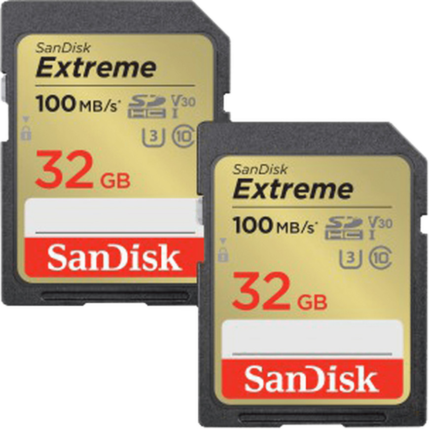 Carte mémoire SanDisk Extreme SDHC UHS-I C10, 32 Go - Double pack