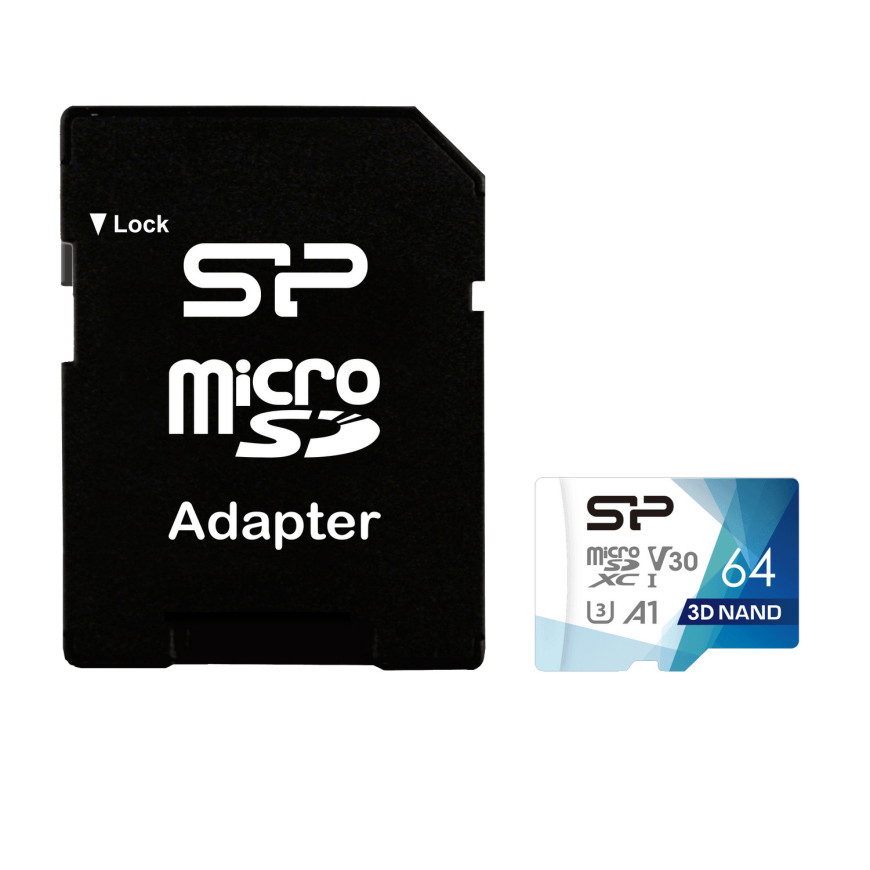 Carte mémoire Silicon Power Superior Pro V30 de 64 Go avec adaptateur