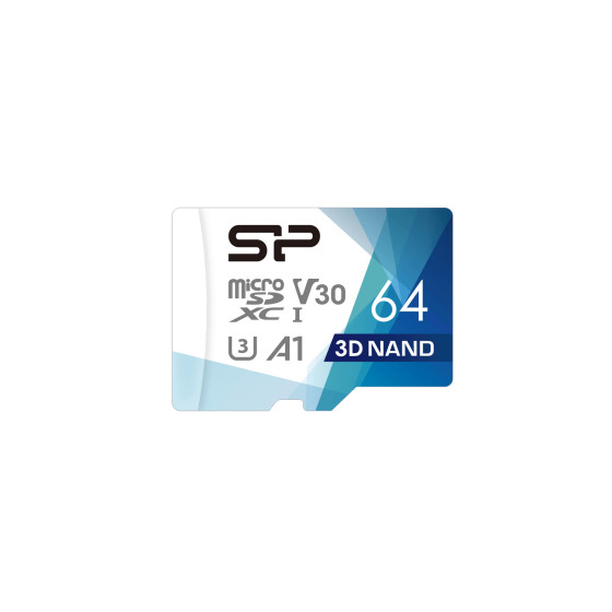 Carte mémoire Silicon Power Superior Pro V30 de 64 Go avec adaptateur