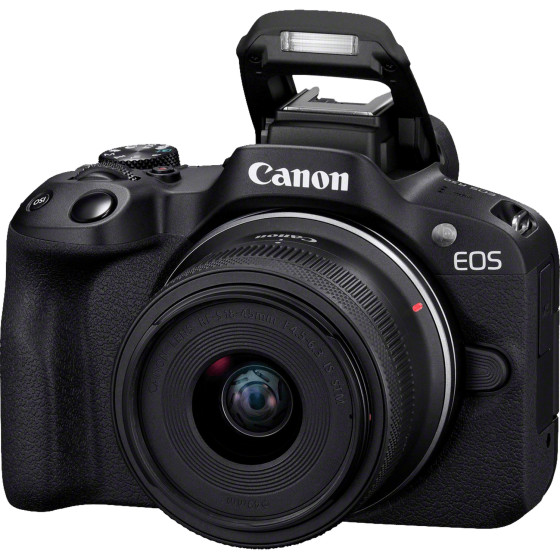 Appareil photo hybride Canon EOS R50, noir + objectif RF-S 18-45mm F4.5-6.3 IS STM + sac à dos + carte SD + batterie supplémenta