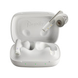 Écouteurs sable blanc HP Poly Voyager Free 60 UC M + adaptateur USB-A BT700 + étui de charge de base