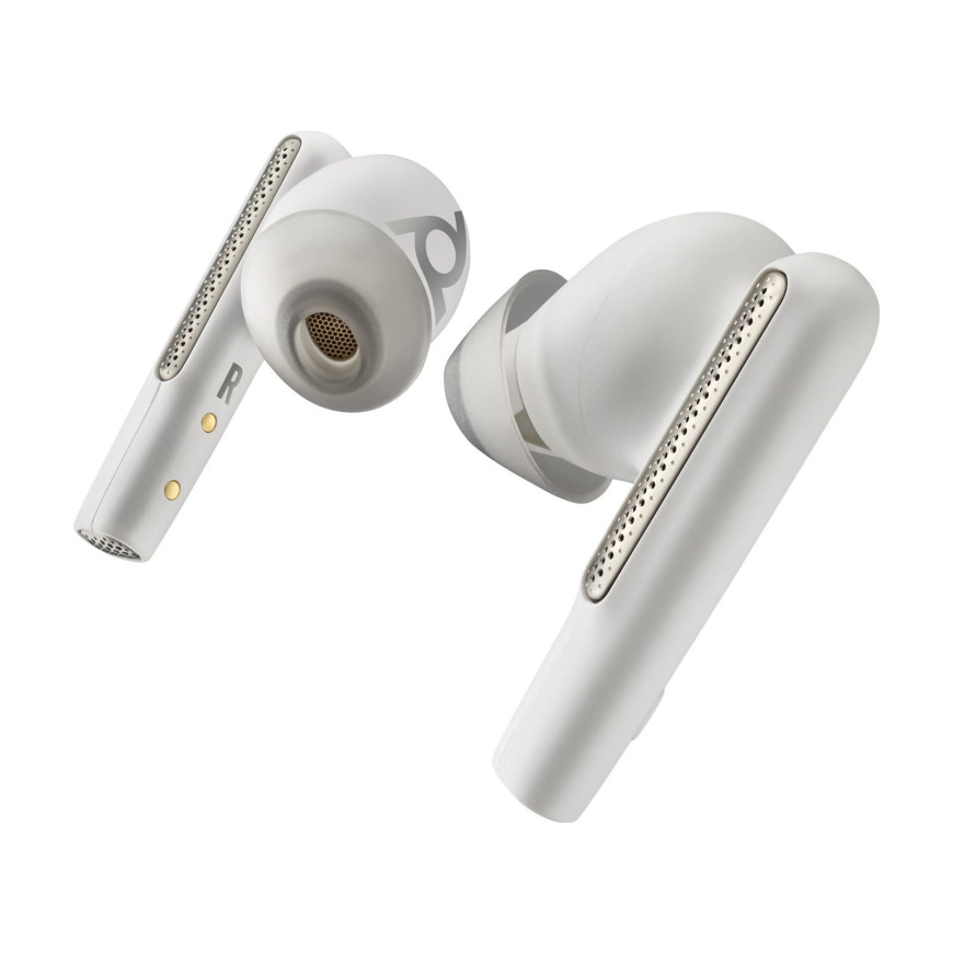 Écouteurs sable blanc HP Poly Voyager Free 60 UC M + adaptateur USB-A BT700 + étui de charge de base