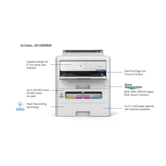 Epson WorkForce Pro RIPS EP-C800RDW – Imprimante jet d'encre professionnelle (C11CK21402)